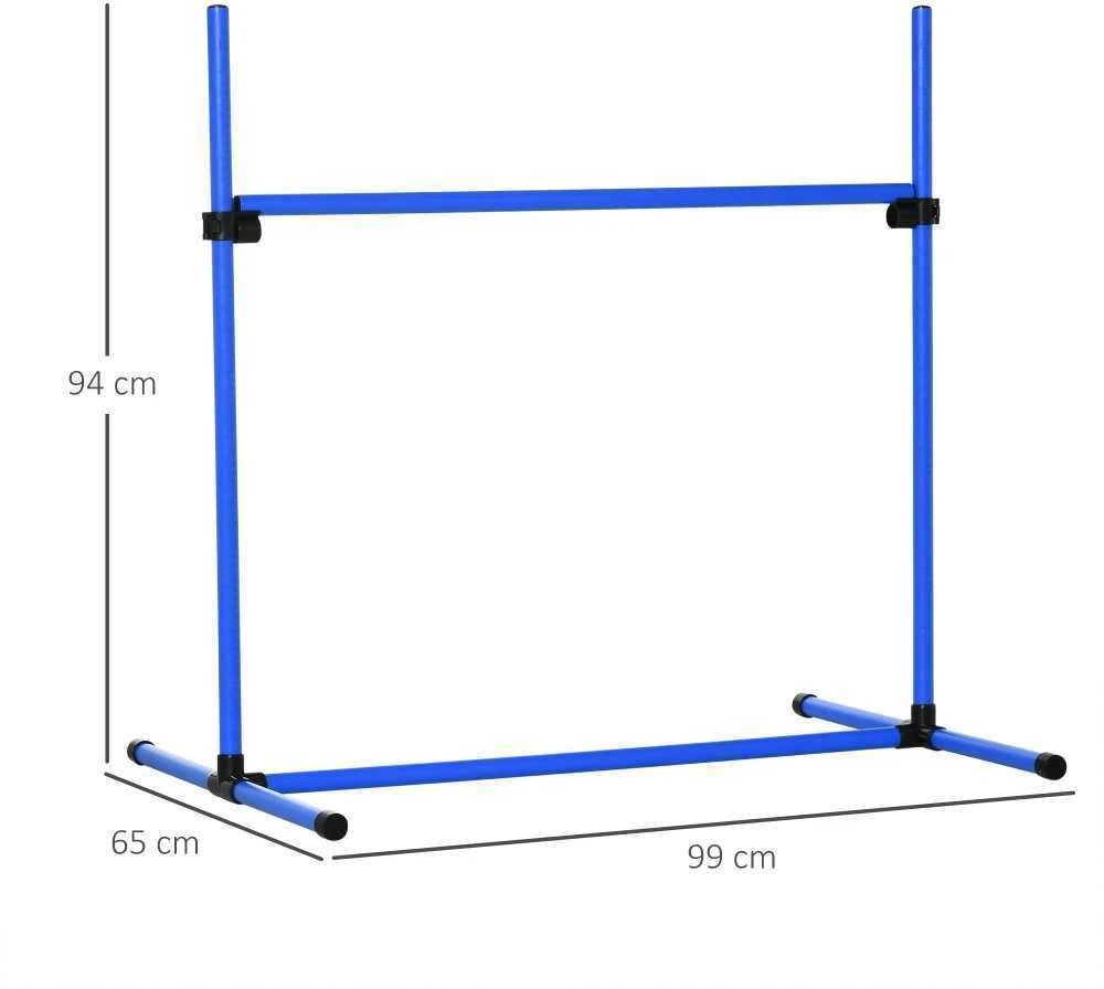 PawHut šunų dresūros rinkinys, agility kliūčių ruožas, 4 kliūtys, plastikas, mėlyna, 99x65x94 cm