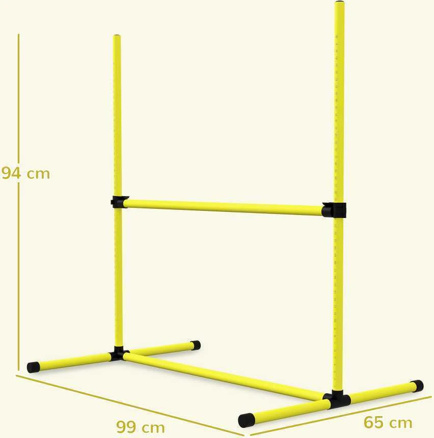 PawHut Agility kliūčių rinkinys, slalomo stulpai, šunų dresūros rinkinys, 4 x kliūtys, plastikas, geltona, 99x65x94cm | Aosom