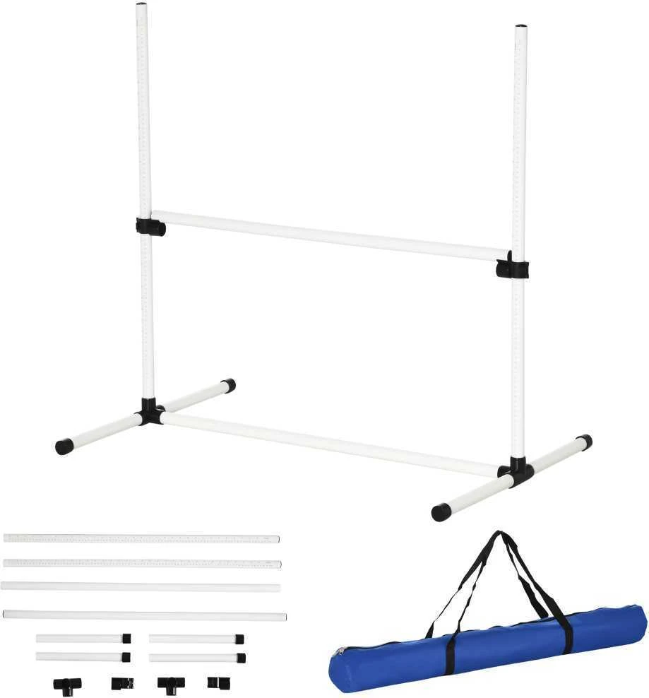 PawHut šunų dresūros rinkinys, agility kliūčių ruožas, slalomui, 4 kliūtys, plastikas, baltas, 99x65x94cm