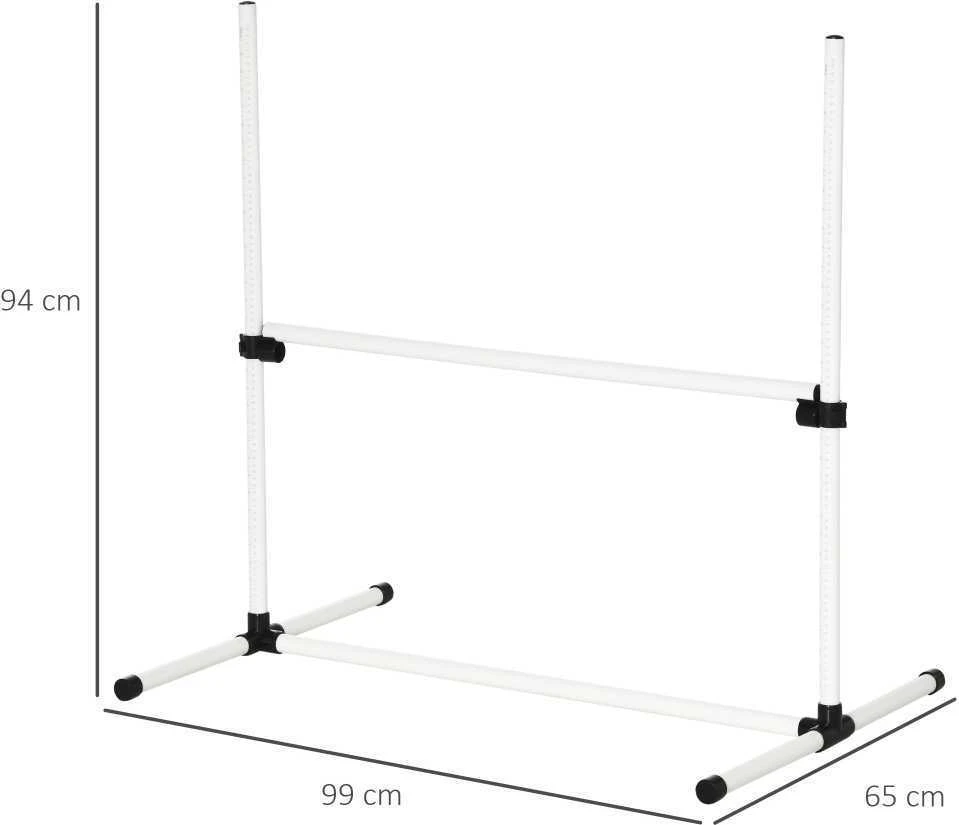 PawHut šunų dresūros rinkinys, agility kliūčių ruožas, slalomui, 4 kliūtys, plastikas, baltas, 99x65x94cm