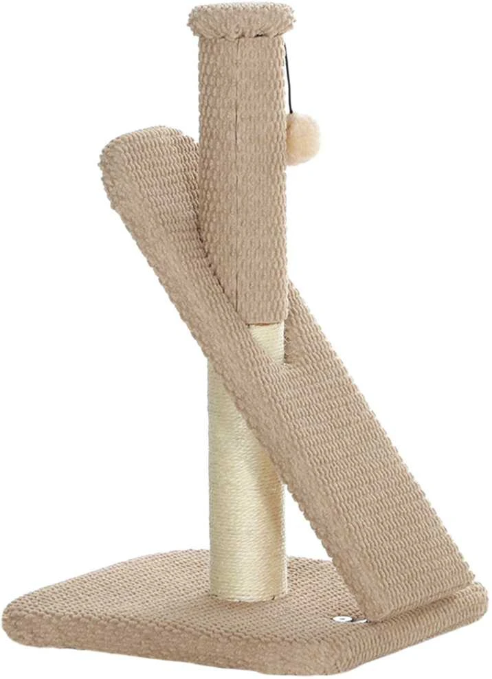 PawHut draskyklė, 54 cm draskymo stulpas, sizalio kačių draskyklė su žaisliniu kamuoliuku, draskyklė katėms, baldai katėms, vidaus naudojimui, kreminė balta