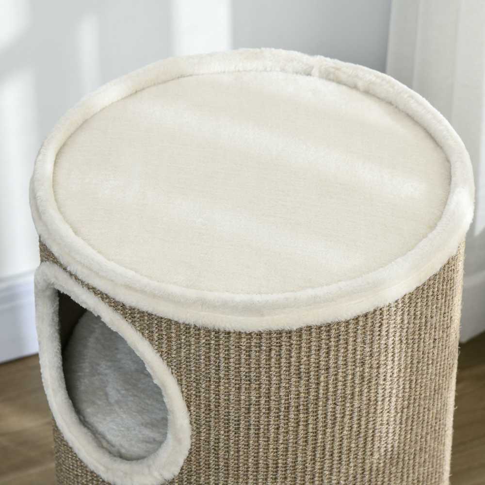PawHut kačių draskyklė-namelis, aukštis 70 cm, žaidimų namelis katėms, 3 lygiai, draskyklė su 3 olomis, kačių medis, draskyklės bokštas, sizalis, pliušas | Aosom