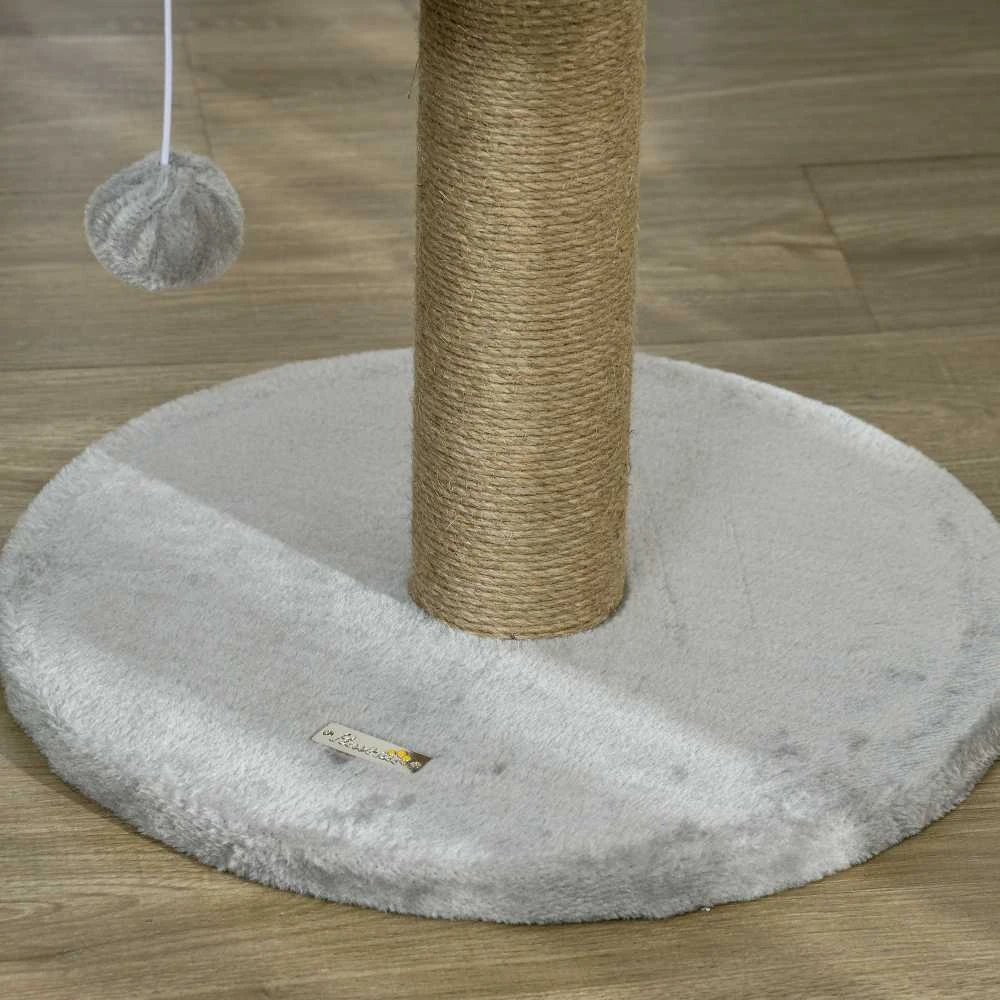 PawHut mažas draskyklė, 49 cm kačių draskyklė, kačių medis su žaisliniu kamuoliuku, gulėjimo vieta, laipynė katėms iki 4kg, baldai katėms, džiutas, pilka