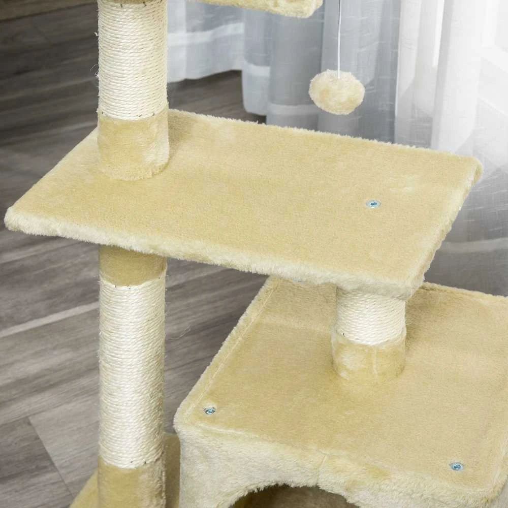 PawHut draskyklė katėms su sizaliu, minkštu pliušu, draskymo lenta, stabili, E1 klasės medžio drožlių plokštė, 50x30x80cm