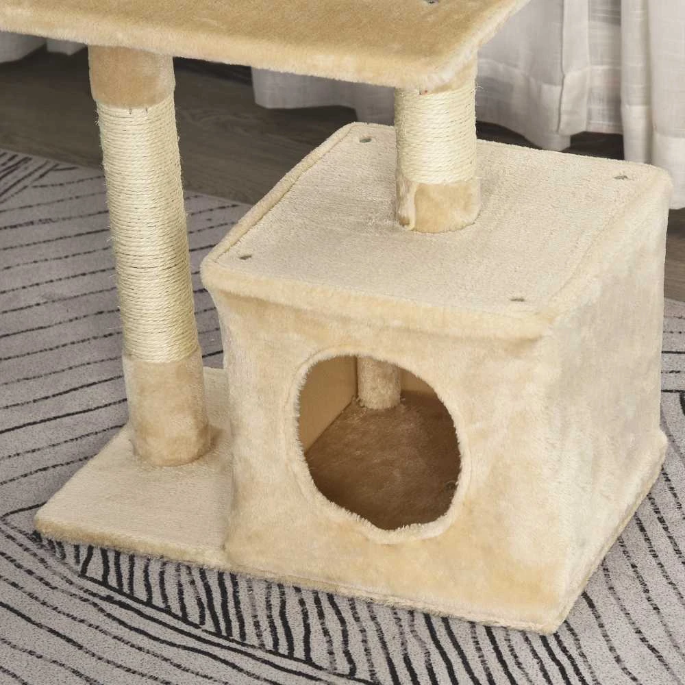 PawHut draskyklė katėms su sizaliu, minkštu pliušu, draskymo lenta, stabili, E1 klasės medžio drožlių plokštė, 50x30x80cm