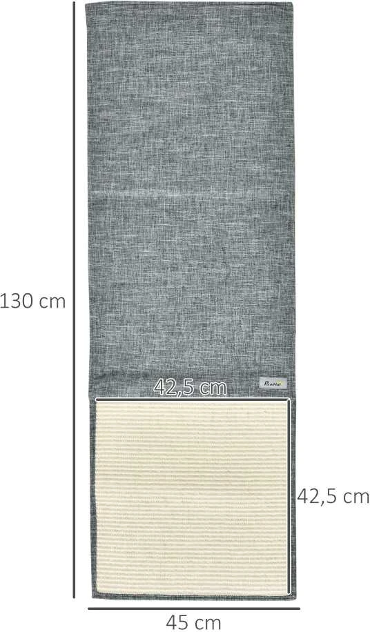 PawHut draskymo kilimėlis, 2 vnt. rinkinys, apsauga nuo kačių nagų sofai, sizalio draskyklė, pilka, 130x45x0,3 cm, foteliams ir sofoms