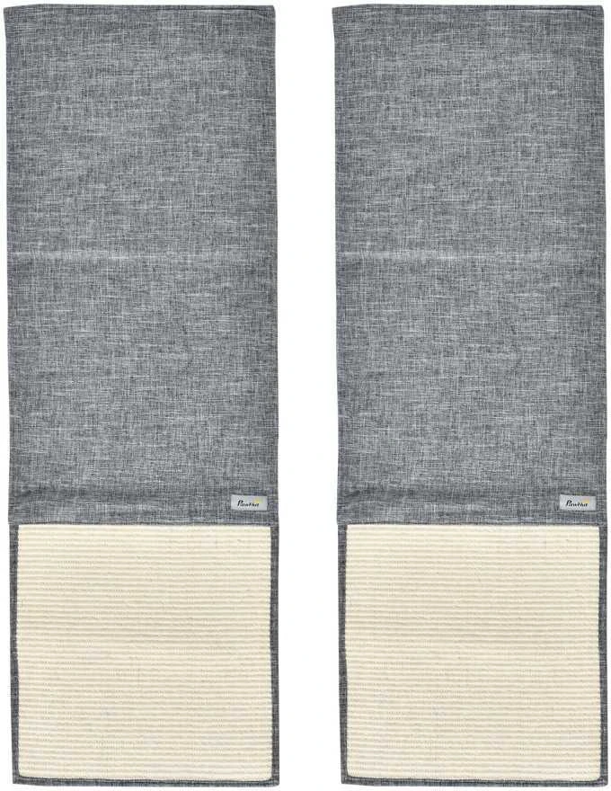 PawHut draskymo kilimėlis, 2 vnt. rinkinys, apsauga nuo kačių nagų sofai, sizalio draskyklė, pilka, 130x45x0,3 cm, foteliams ir sofoms