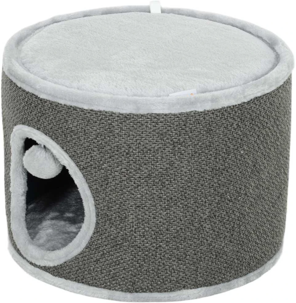 PawHut draskyklė-namelis, 30 cm aukščio katėms, su anga, draskyklė, sisalinis katės bokštas, iki 5kg svorio katėms, tamsiai pilka