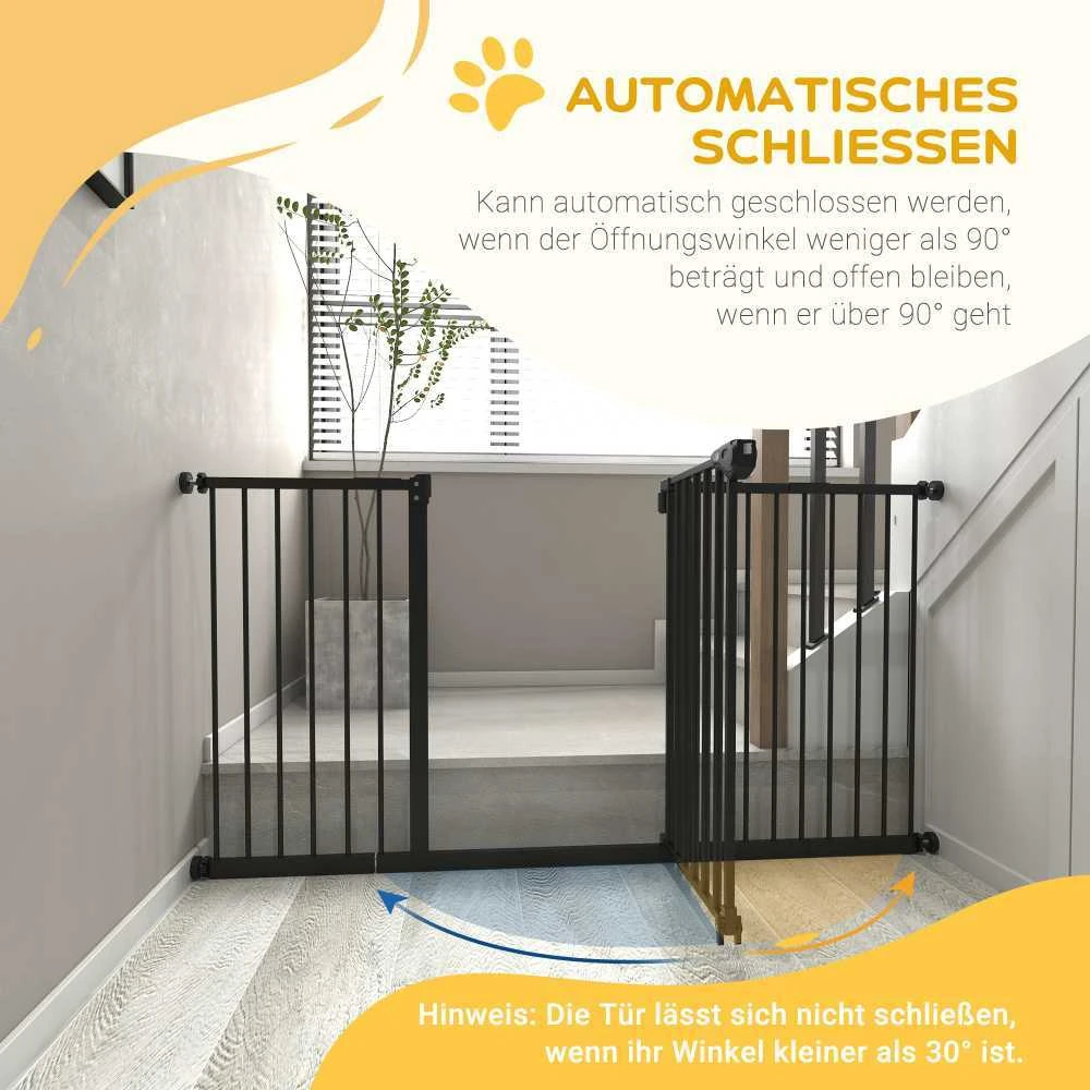 PawHut apsauginiai varteliai naminiams gyvūnėliams, be gręžimo, metalas/plastikas, juodi, 136,3 cm x 76,2 cm
