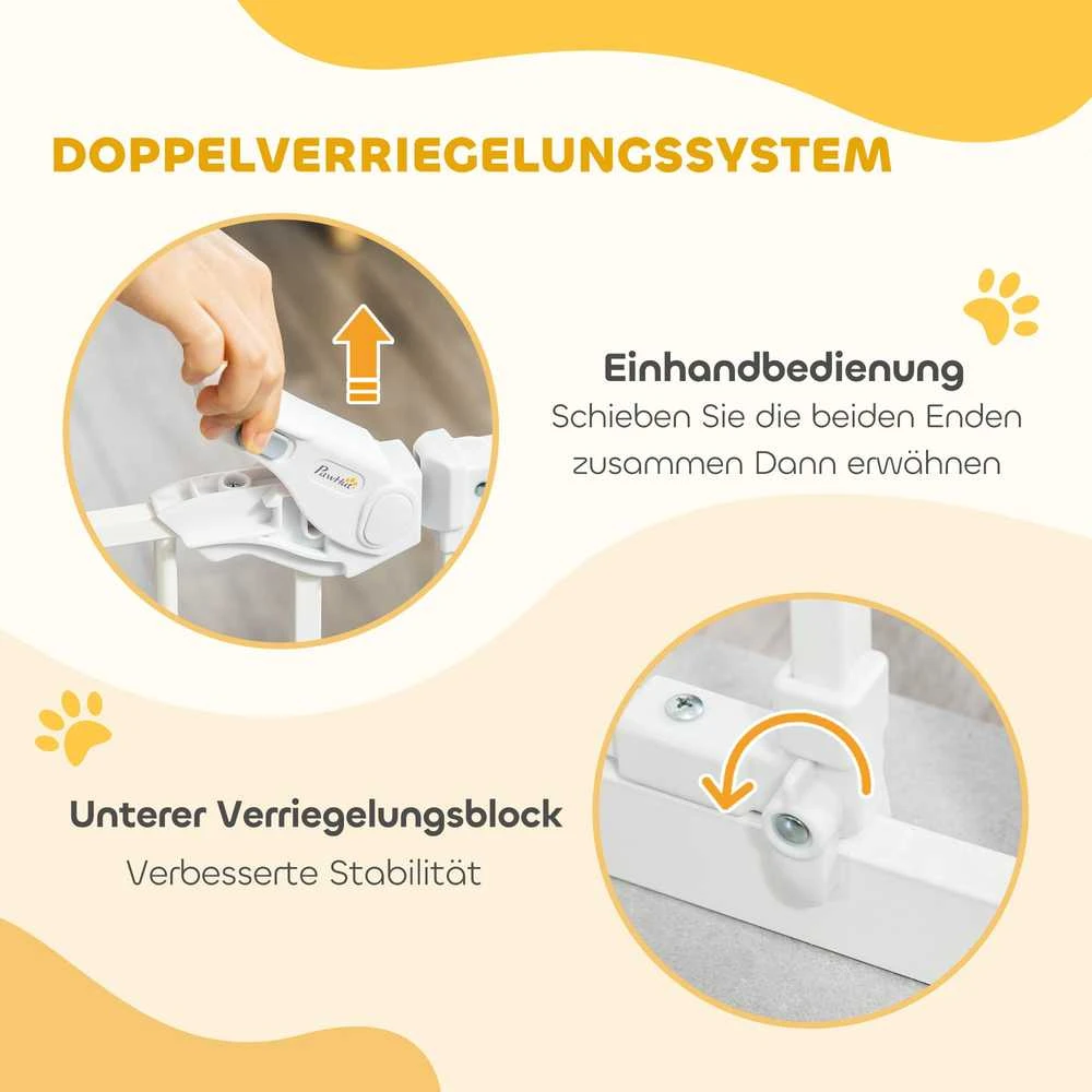 PawHut apsauginiai varteliai šunims ir kūdikiams, nereikia gręžti, automatinis uždarymas, 74-80 cm, apsauga laiptams