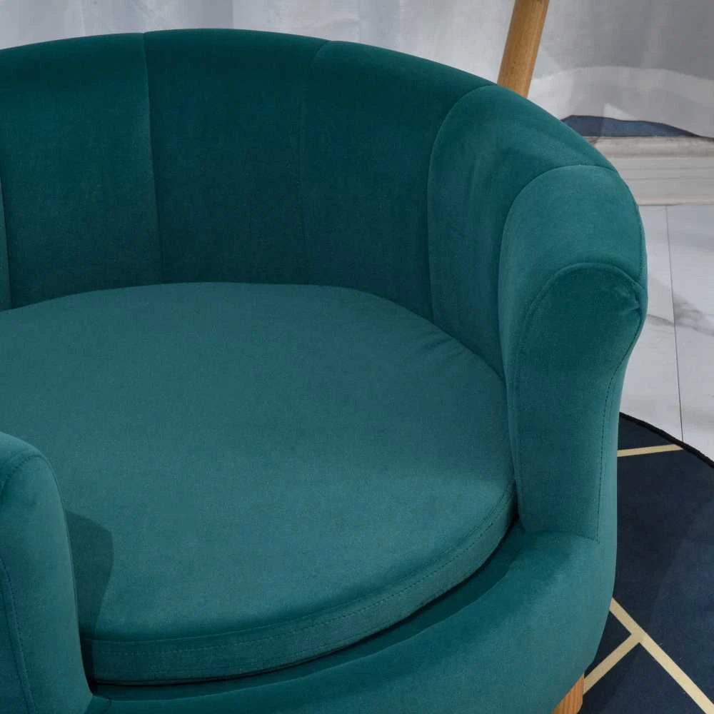 PawHut šunų guolis – elegantiška šunų sofa su minkštu užvalkalu ir medinėmis kojelėmis, 65x64x37 cm