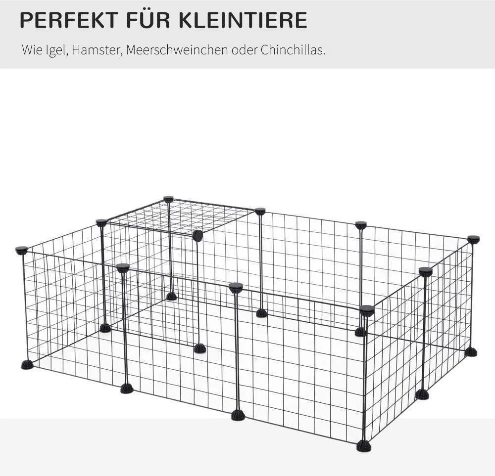 PawHut aptvaras smulkiems gyvūnams, metalinis tinklinis, lankstus, juodas, 106x73x36cm