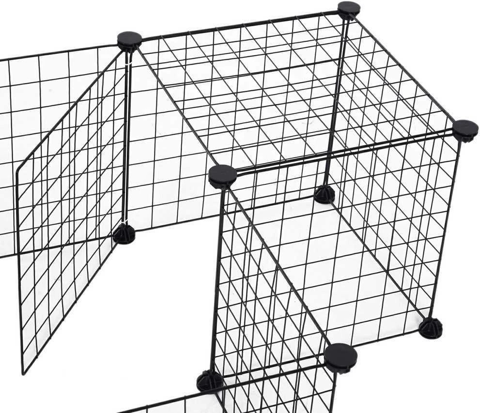 PawHut aptvaras smulkiems gyvūnams, metalinis tinklinis, lankstus, juodas, 106x73x36cm