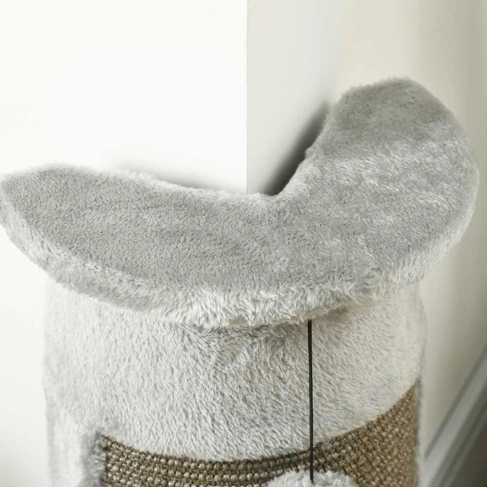PawHut kampinis draskyklė stulpas, 58 cm Sizalio draskyklė, kačių draskyklė, maža kačių draskyklė su draskymo kamuoliuku, baldai katėms vidaus patalpoms, pilka