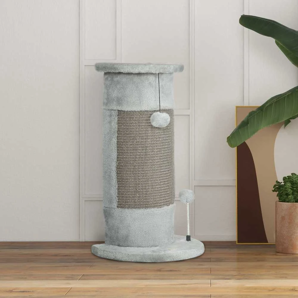 PawHut kampinis draskyklė stulpas, 58 cm Sizalio draskyklė, kačių draskyklė, maža kačių draskyklė su draskymo kamuoliuku, baldai katėms vidaus patalpoms, pilka