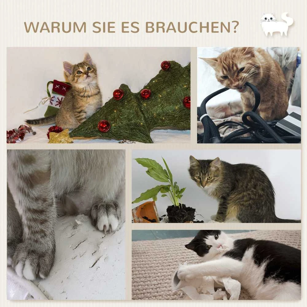 PawHut 4 dalių katės laipiojimo sienelė, laipynė katėms su katės laipteliais, hamaku, šokinėjimo platforma, sieninis draskyklė, sieniniai baldai katėms, iki 5kg | Aosom