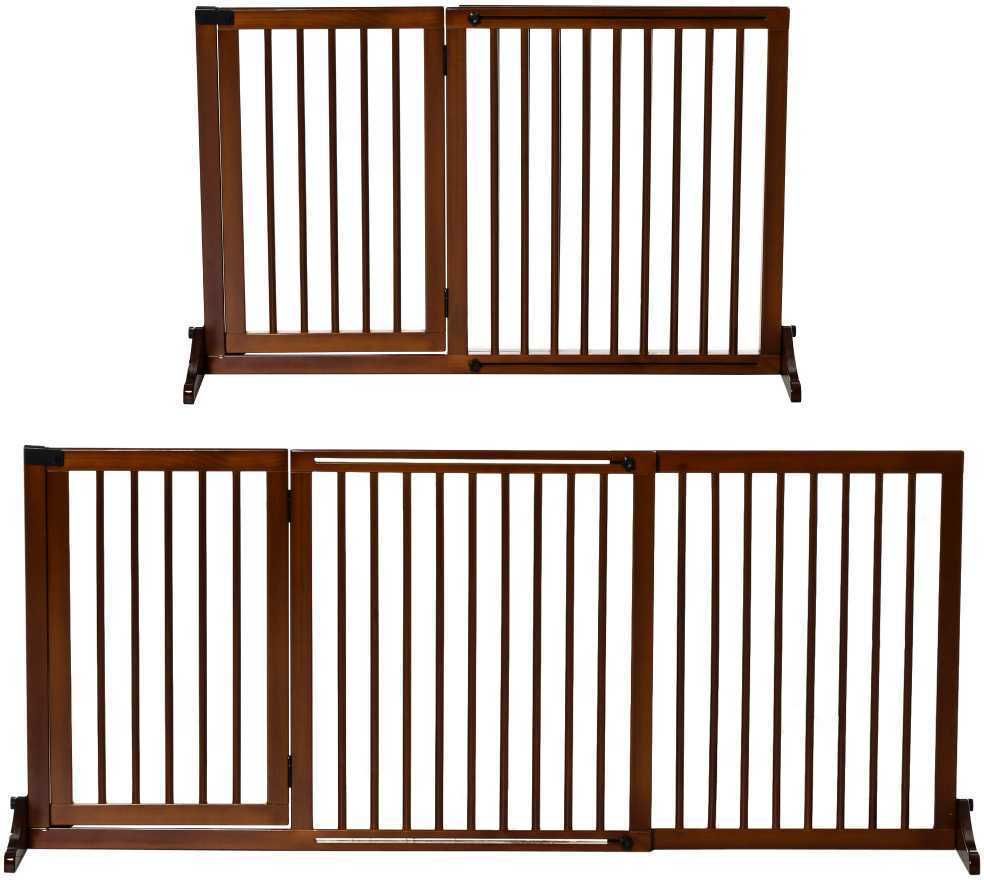 Pawhut Medinė laisvai pastatoma apsauginė tvorelė augintiniams 113-166x36x71cm