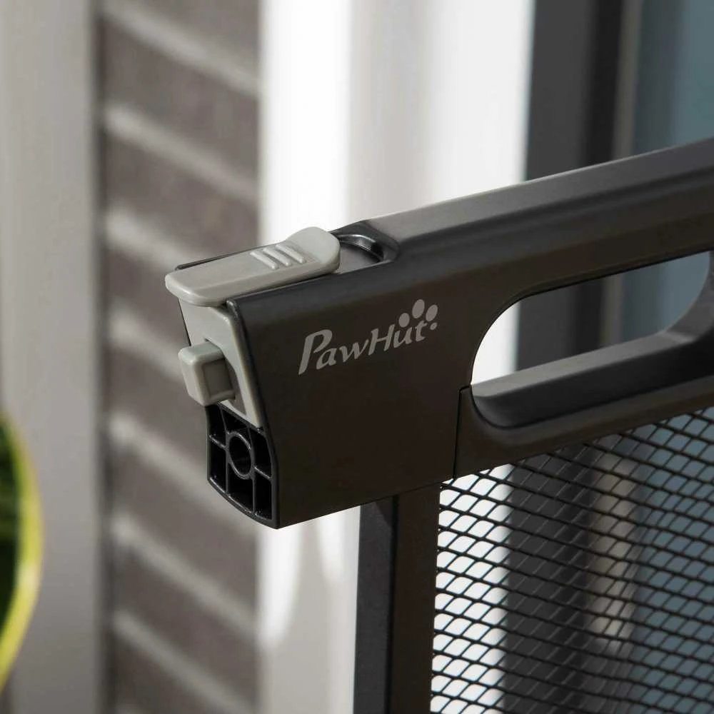 PawHut apsauginiai varteliai šunims, varteliai laiptams, apsauginiai varteliai be gręžimo, 75-103 cm pločio, automatiškai užsidarantys, tinka vaikams ir katėms, plieniniai, juodi