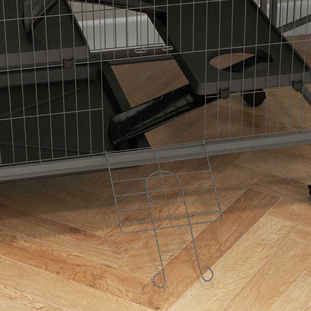 "Pawhut" narvas graužikams Daugiafunkcinis 4 platformos 3 rampos 4 durys Matmenys 80L x 52W x 128H cm Plieninis pilkas sidabrinis juodas