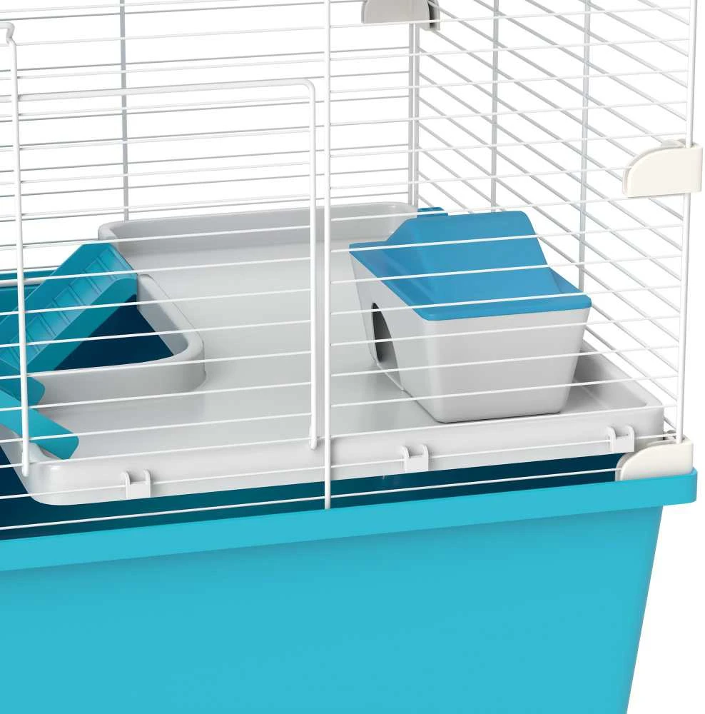 PawHut hamsterio narvas, 6 aukštų narvas smulkiems gyvūnams su vamzdžiais, tuneliais, nameliu, bėgimo rateliu, dubenėliu, gertuve, rampomis, skirtas nykštukiniams žiurkėnams ir smiltpelėms, 58 x 36 x 81 cm, šviesiai mėlynas