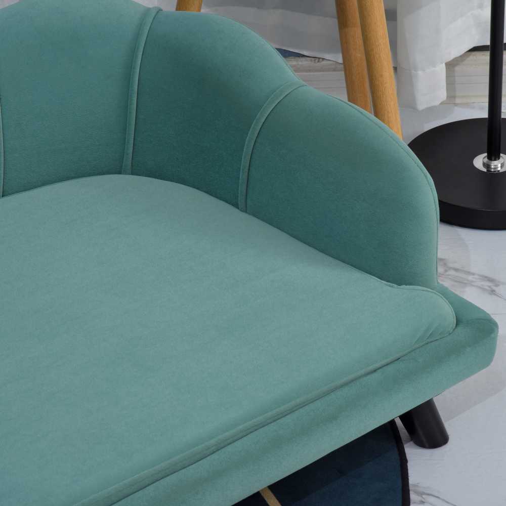 PawHut šunų sofa su atlošu ir medinėmis kojelėmis, minkštas apmušalas, naminių gyvūnų sofa, žalia, 98,5x60,5x35,5 cm