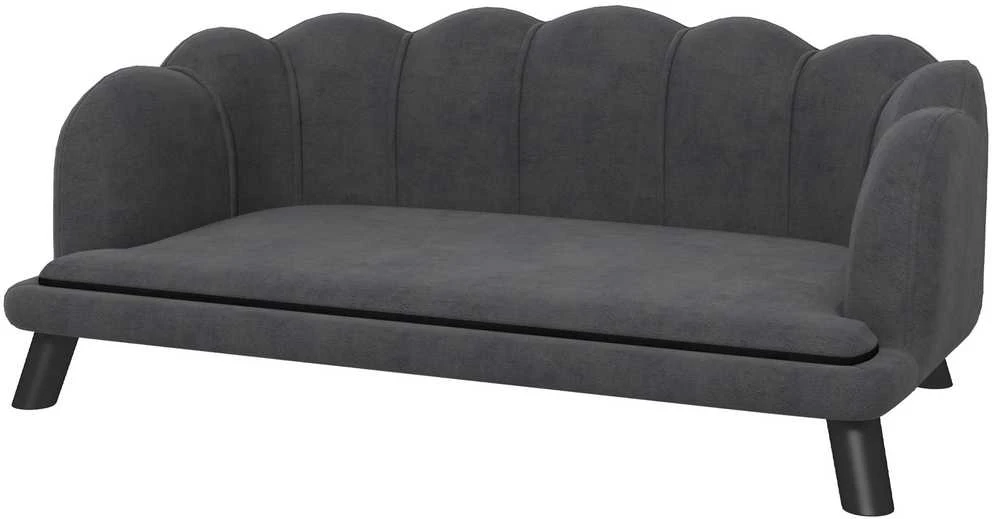 Prabangi PawHut šunų sofa su atlošu ir medinėmis kojelėmis, tamsiai pilka, 98,5x60,5x35,5 cm