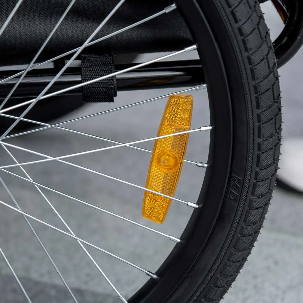 PawHut šunų priekaba, sulankstoma dviračio priekaba su tinkliniais langais, atšvaitais ir vėliavėle, greito atjungimo mechanizmas, pagaminta iš Oksfordo audinio ir plieno, juoda, 140x71x83 cm