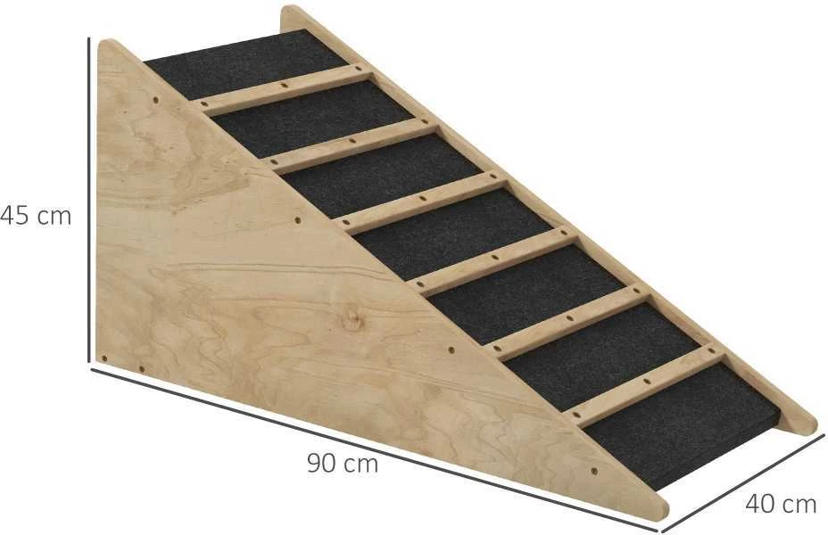 PawHut šunų rampa, neslidi naminių gyvūnėlių rampa automobiliui, įlipimo pagalba vidutinio dydžio šunims iki 20 kg, 90x40x45 cm