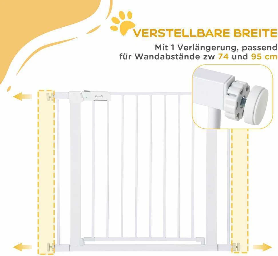 PawHut apsauginiai varteliai, laiptų varteliai, šunų varteliai, reguliuojami 75-96cm, automatinis užsidarymas