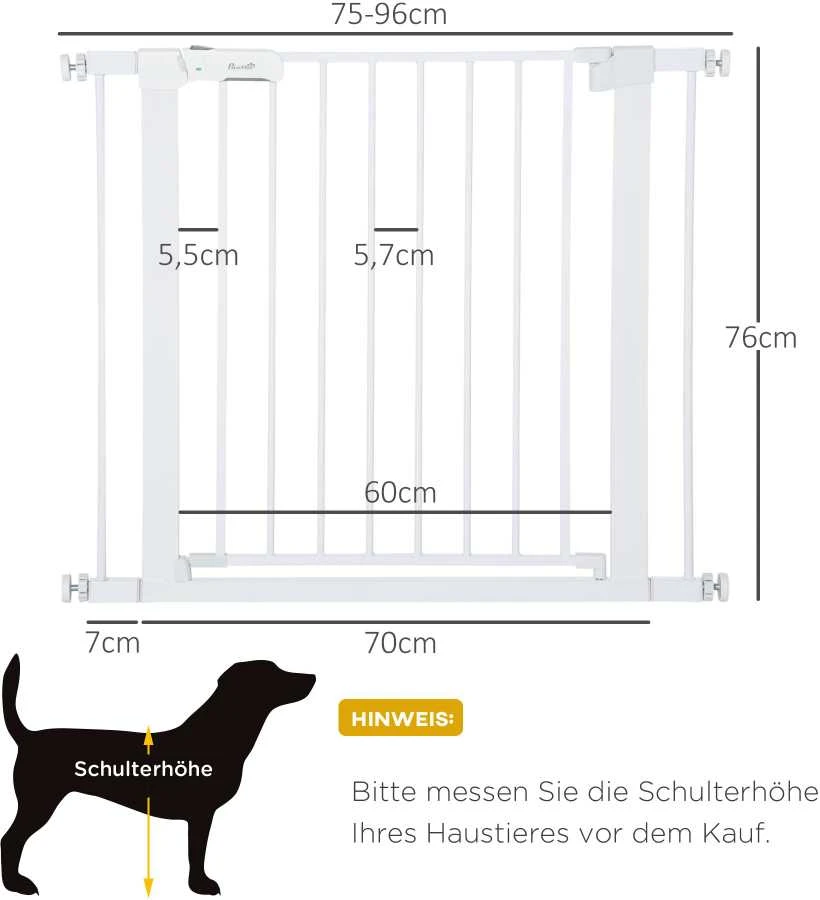 PawHut apsauginiai varteliai, laiptų varteliai, šunų varteliai, reguliuojami 75-96cm, automatinis užsidarymas