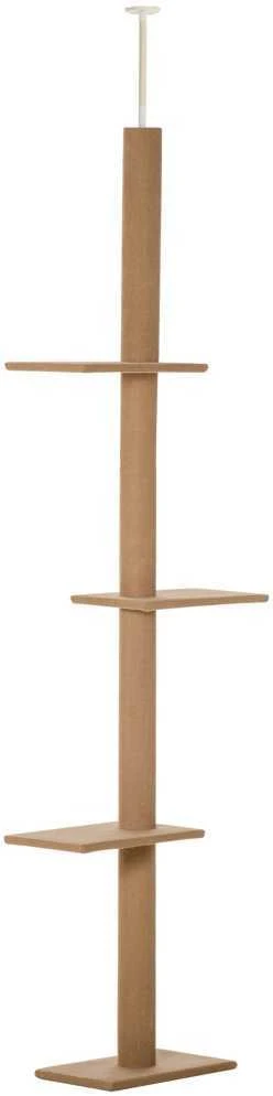 PawHut reguliuojamo aukščio draskyklė katėms, laipynė, žaidimų medis, šviesiai ruda, 43x27x228-260 cm