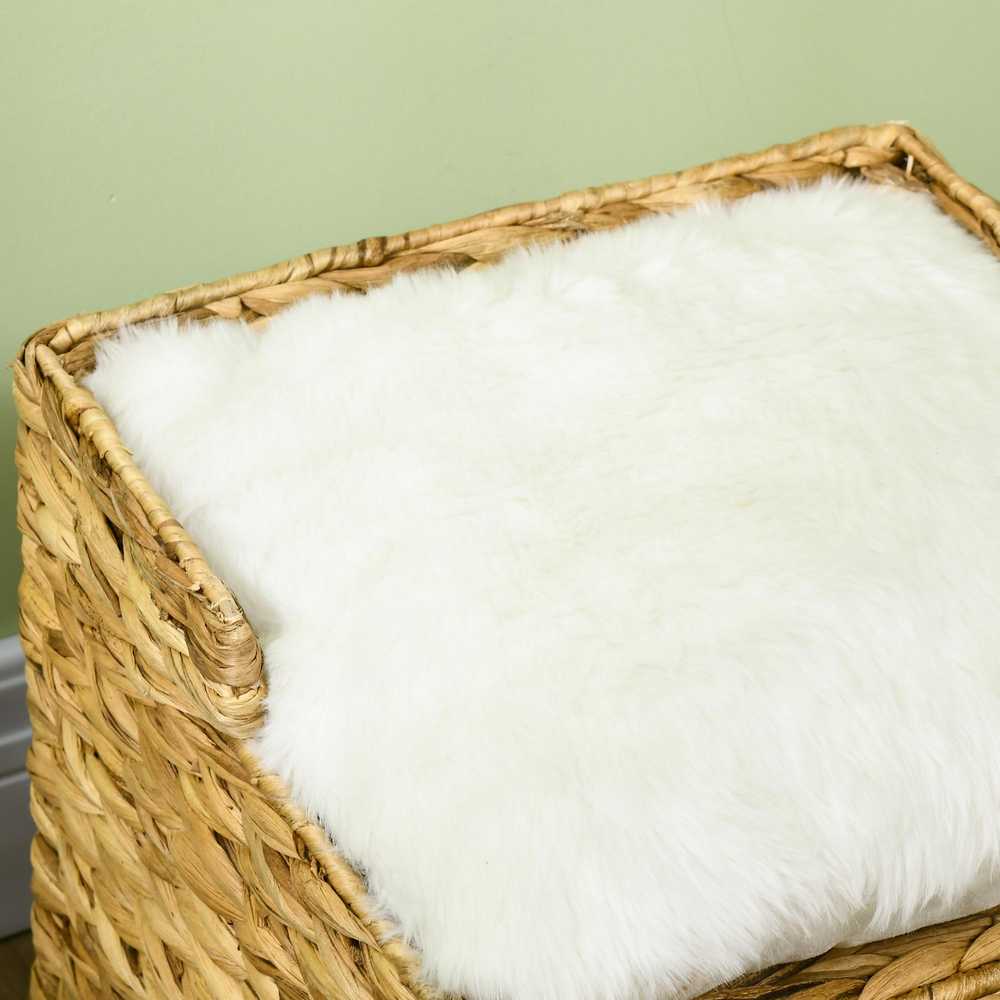 PawHut rotango katės namelis su 2 lygiais ir pagalvėmis, rudas, iki 5kg