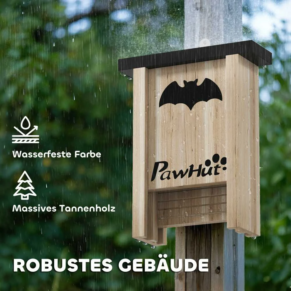 PawHut šikšnosparnių namelių rinkinys (3 vnt.), šikšnosparnių namelis, inkilas šikšnosparniams, pakabinama dėžutė šikšnosparniams sodams, vaismedžių sodams, ūkiams, eglės mediena, 18 x 6 x 22,5 cm, natūrali