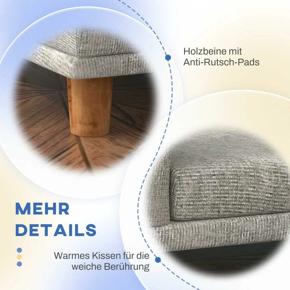 PawHut šunų sofa, naminių gyvūnėlių sofa, kačių sofa su pagalve, šunų lova dideliems šunims, šunų gultas su paaukštintu dizainu, šunų fotelis su medinėmis kojelėmis, pilka, 98 x 67 x 25 cm