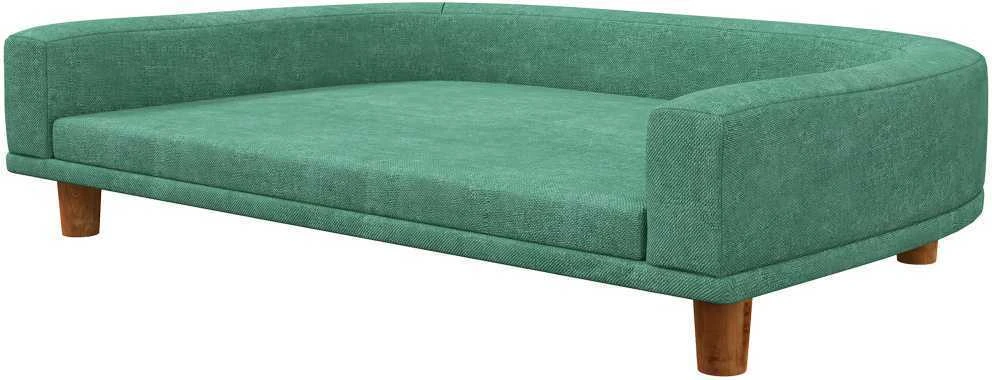 PawHut šunų sofa, patogi sofa augintiniams su pagalve, ideali dideliems šunims, pakeltas dizainas, medinės kojelės, žalia, 98x67x25 cm