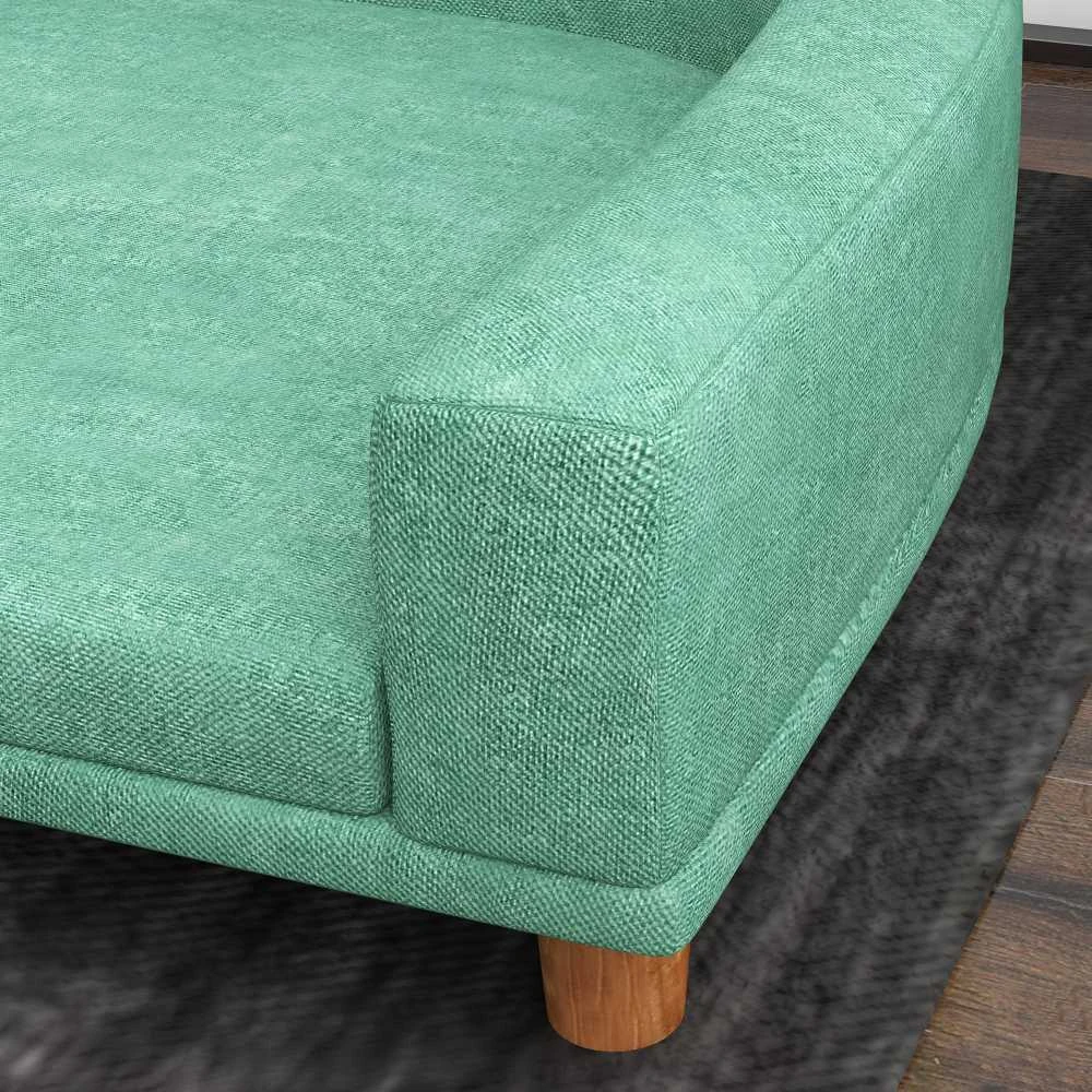 PawHut šunų sofa, patogi sofa augintiniams su pagalve, ideali dideliems šunims, pakeltas dizainas, medinės kojelės, žalia, 98x67x25 cm