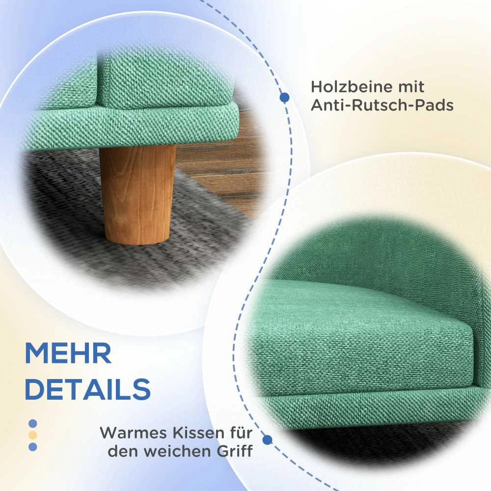 PawHut šunų sofa, patogi sofa augintiniams su pagalve, ideali dideliems šunims, pakeltas dizainas, medinės kojelės, žalia, 98x67x25 cm