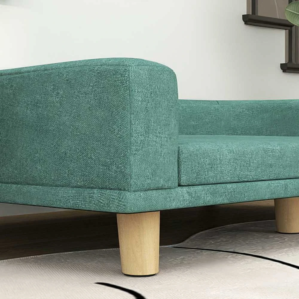PawHut šunų sofa, patogi sofa augintiniams su pagalve, ideali dideliems šunims, pakeltas dizainas, medinės kojelės, žalia, 98x67x25 cm