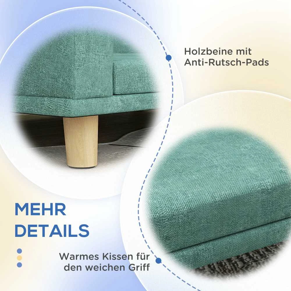 PawHut šunų sofa, patogi sofa augintiniams su pagalve, ideali dideliems šunims, pakeltas dizainas, medinės kojelės, žalia, 98x67x25 cm
