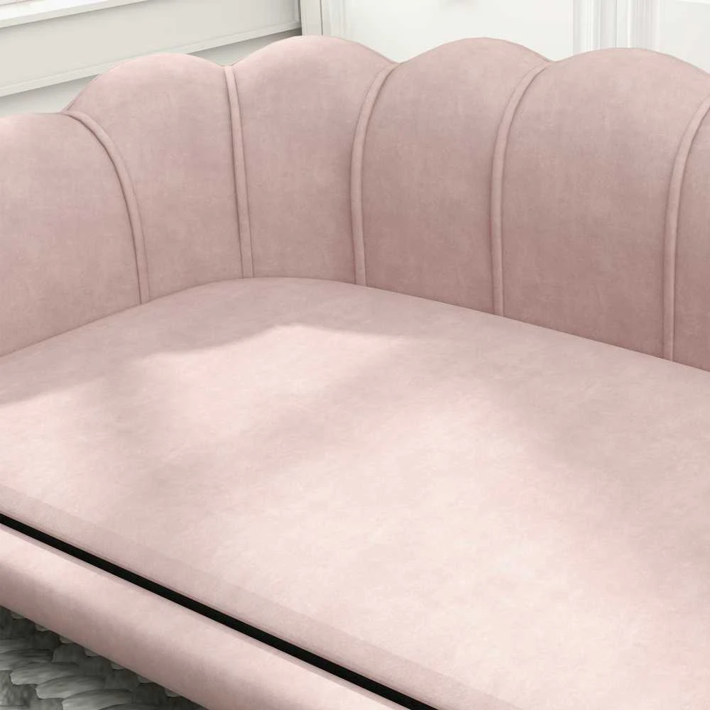 PawHut šunų sofa, plaunamas užvalkalas, naminių gyvūnėlių sofa su atlošu ir medinėmis kojelėmis, kačių sofa, vidutinio dydžio šunims iki 25 kg, rožinė