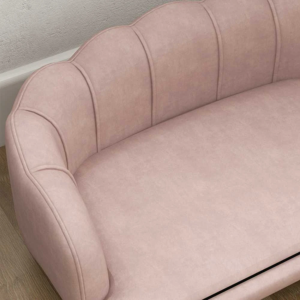 PawHut šunų sofa, plaunamas užvalkalas, naminių gyvūnėlių sofa su atlošu ir medinėmis kojelėmis, kačių sofa, vidutinio dydžio šunims iki 25 kg, rožinė