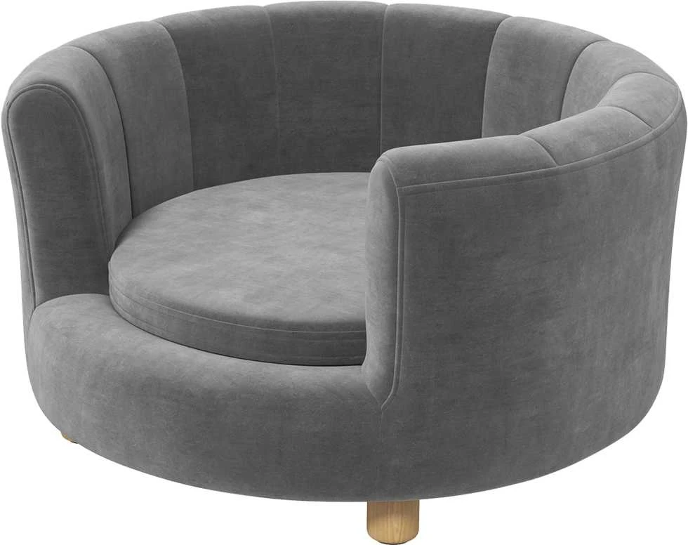 PawHut šunų sofa, plaunamas užvalkalas, guolis su atlošu ir medinėmis kojelėmis, kačių sofa, mažiems šunims iki 4,5kg, pilka