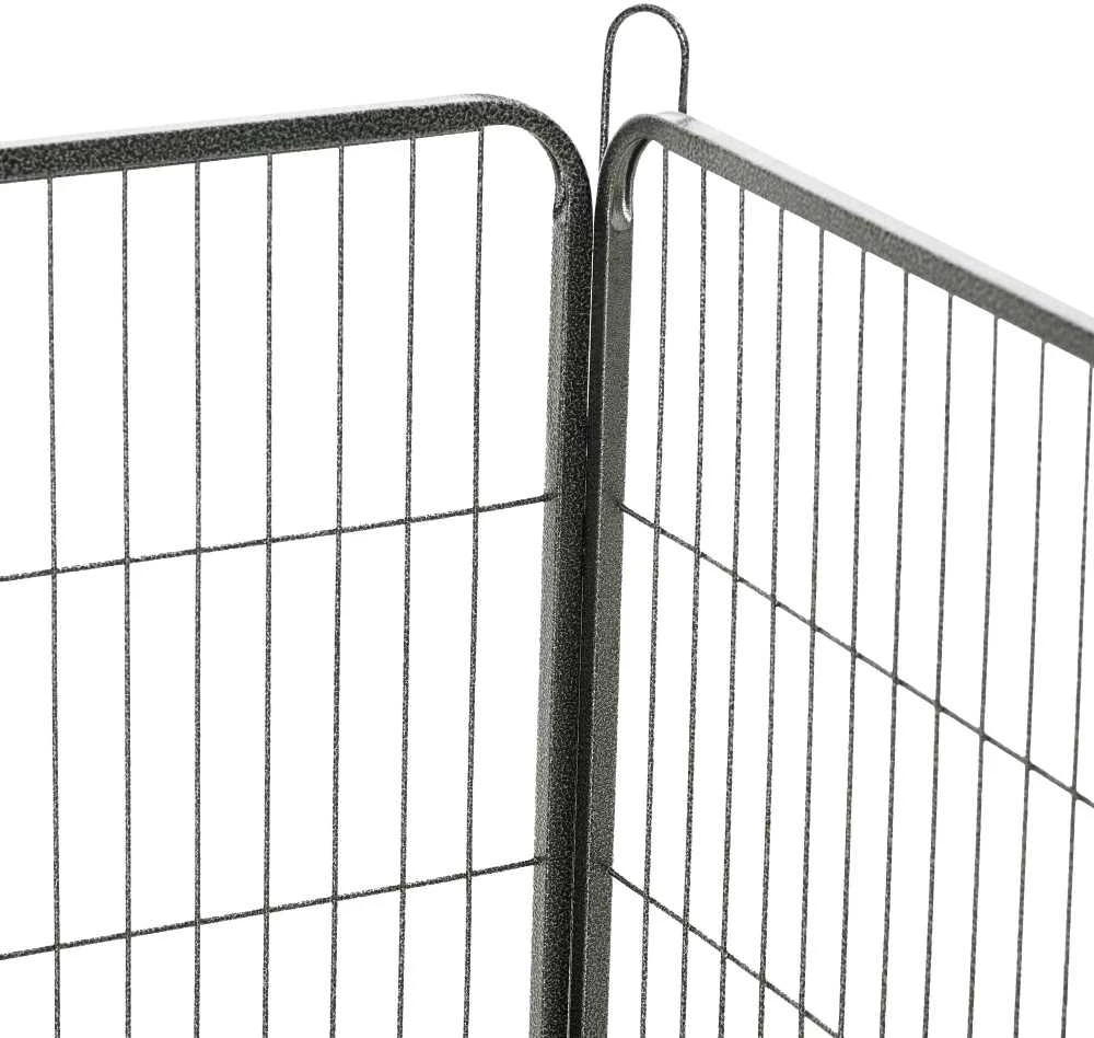 PawHut šuniukų aptvaras, 16 dalių, 60 cm aukščio, maniežas augintiniams, apsauginė tvorelė, pritaikomas lauko aptvaras su 2 durelėmis, plieno, pilkas
