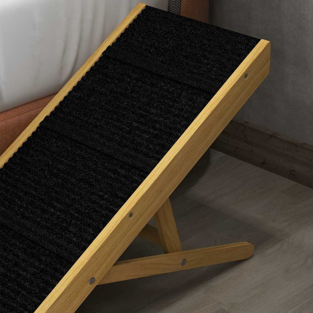 PawHut sulankstoma šunų rampa, reguliuojamo aukščio, neslystanti pagalbinė priemonė įlipti mažiems ir vidutinio dydžio šunims iki 15 kg, 83,5 x 35 x 47,5 cm, natūrali