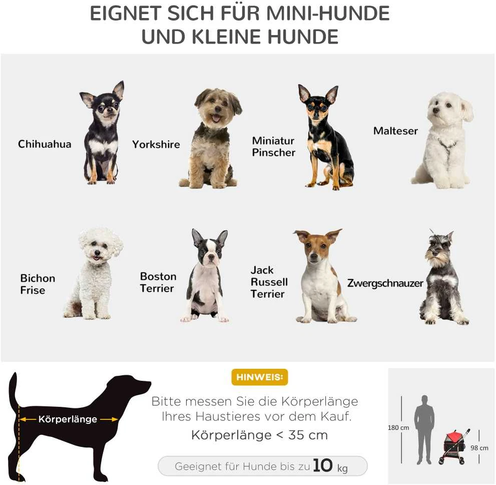 PawHut šunų vežimėlis, 2 viename šunų vežimėlis, nešynė, sulankstomas šunų vežimėlis su pagalvėle, mažiems šunims, katėms, tinkliniai langeliai, Oksfordo audinys