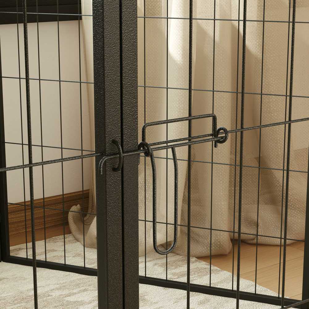 "PawHut" šuniukų vedžiojimo aikštelė 100 cm aukščio, 6-PLG. šunų aptvaras "pasidaryk pats" šuniukų vedžiojimo aikštelė su durimis, laisvas aptvaras mažiems, vidutiniams ir dideliems šunims, plienas, juoda