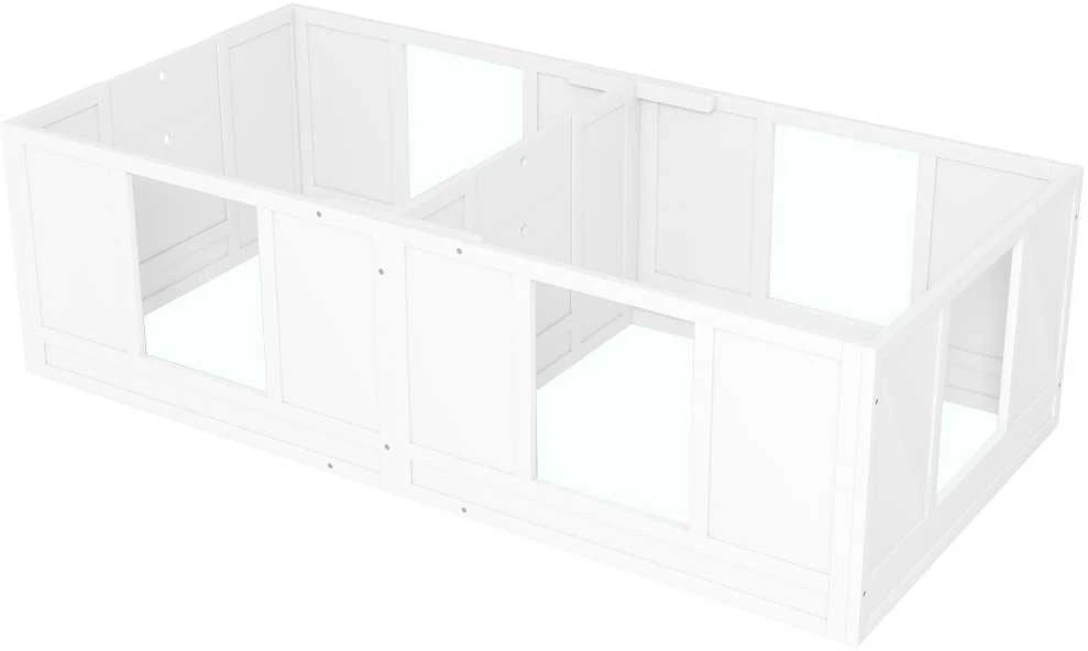 PawHut šuniukų gimdykla, aptvaras šuniukams su vandeniui atspariu ir plaunamu kilimėliu, reguliuojamos durelės, 2 erdvių dizainas mažiems šunims, 164 x 80 x 48 cm, balta