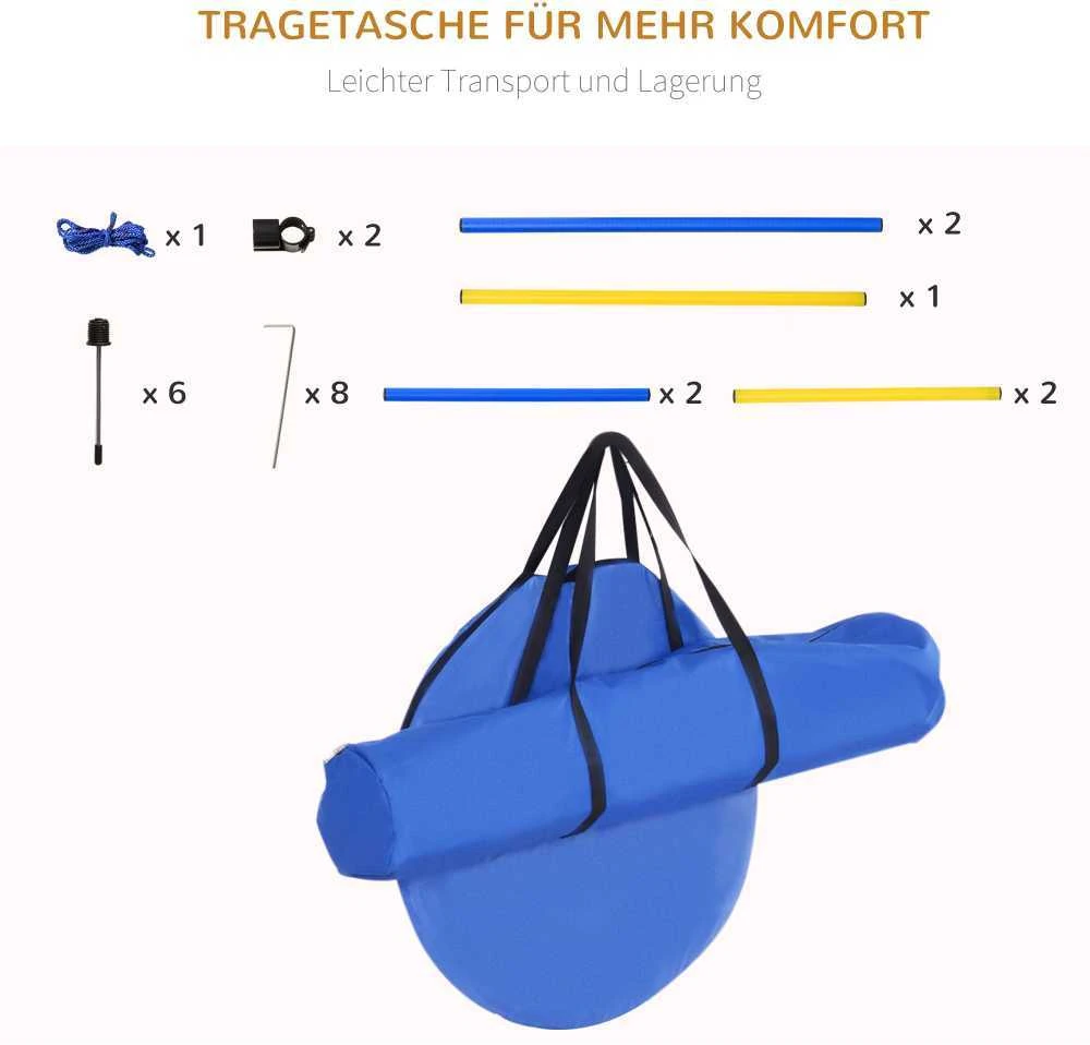 PawHut šunų dresūros rinkinys, šunų agility rinkinys, šunų dresūros kliūčių ruožas, įskaitant tunelį, slalomo stulpelius, kliūčių kartį, starto aikštelę, mėlynos ir geltonos spalvos