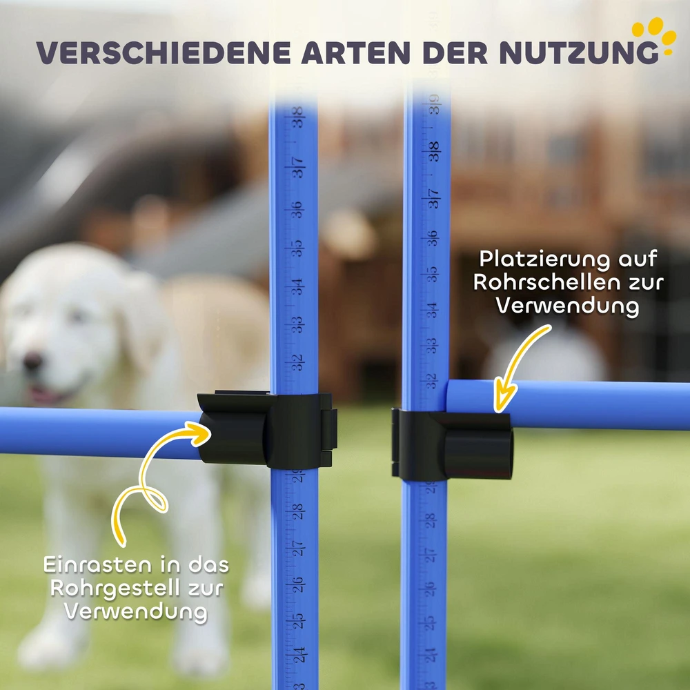 PawHut šunų dresūros rinkinys, agility kliūčių ruožas, 4 kliūtys, plastikas, mėlyna, 99x65x94 cm
