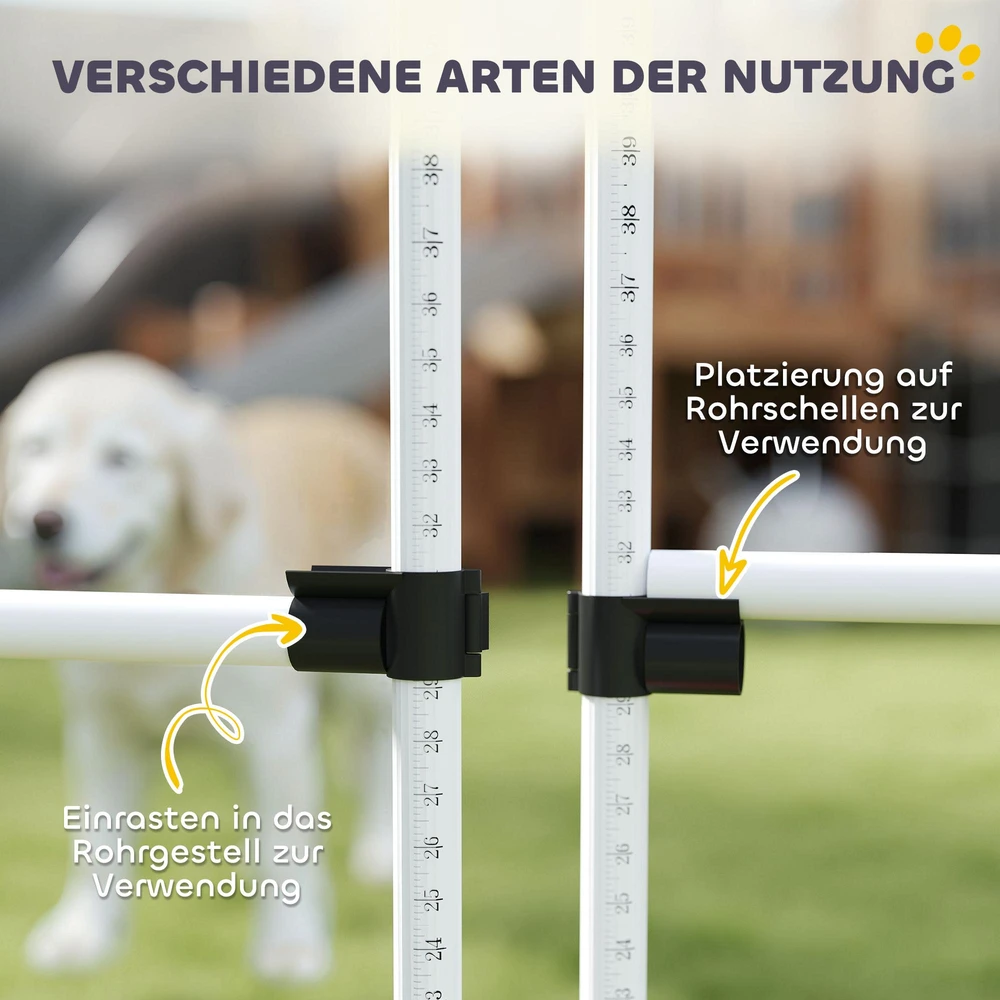 PawHut šunų dresūros rinkinys, agility kliūčių ruožas, slalomui, 4 kliūtys, plastikas, baltas, 99x65x94cm